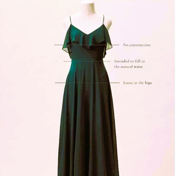 Jenny Yoo Mila Forest Green Flutter Sleeve Formal Gown Bridesmaid Dress Gown 16 - Picture 2 of 4